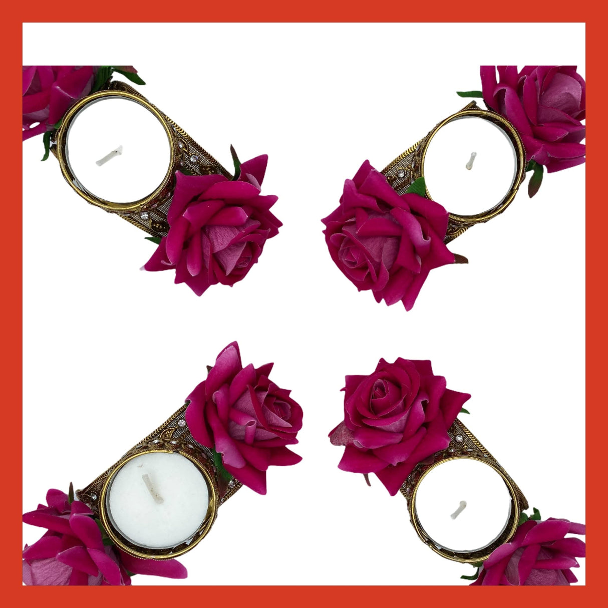 Tealight Candle Holder Festival of Light Decorative T-light Holder for Diwali Christmas Hanukkah Thanksgiving Gift Rose Candle Holder for Centerpiece Dining Table Home Decor - Return Gift - LoveNspire