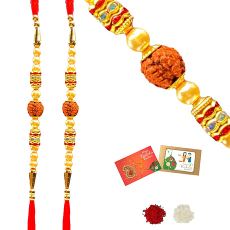 Rakhi for Brother Rudraksh Rakhi Raksha Bandhan Gifts Traditional Ferro-Roher/Ghirdalli/Kitket Rakhi Gift Hamper Bracelet for Brother Sister Bhabhi - Perfect for Celebration - LoveNspire