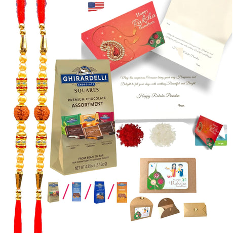 Rakhi for Brother Rudraksh Rakhi Raksha Bandhan Gifts Traditional Ferro-Roher/Ghirdalli/Kitket Rakhi Gift Hamper Bracelet for Brother Sister Bhabhi - Perfect for Celebration - LoveNspire