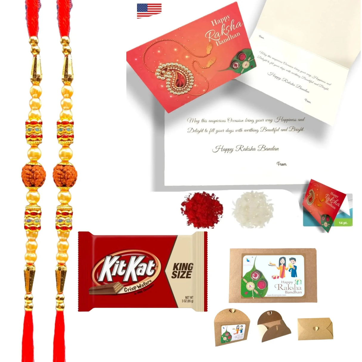 Rakhi for Brother Rudraksh Rakhi Raksha Bandhan Gifts Traditional Ferro-Roher/Ghirdalli/Kitket Rakhi Gift Hamper Bracelet for Brother Sister Bhabhi - Perfect for Celebration - LoveNspire