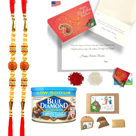 Rakhi for Brother Rudraksh Rakhi Raksha Bandhan Gifts Traditional Ferro-Roher/Ghirdalli/Kitket Rakhi Gift Hamper Bracelet for Brother Sister Bhabhi - Perfect for Celebration - LoveNspire