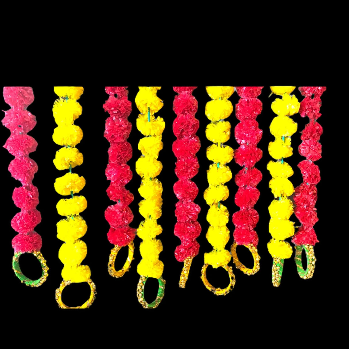 Set of 5 Marigold Strings with Ghungroo, Diwali Decoration, Indian Pakistani Wedding Decoration, Day of the Dead, Dia De Los Muertos - LoveNspire