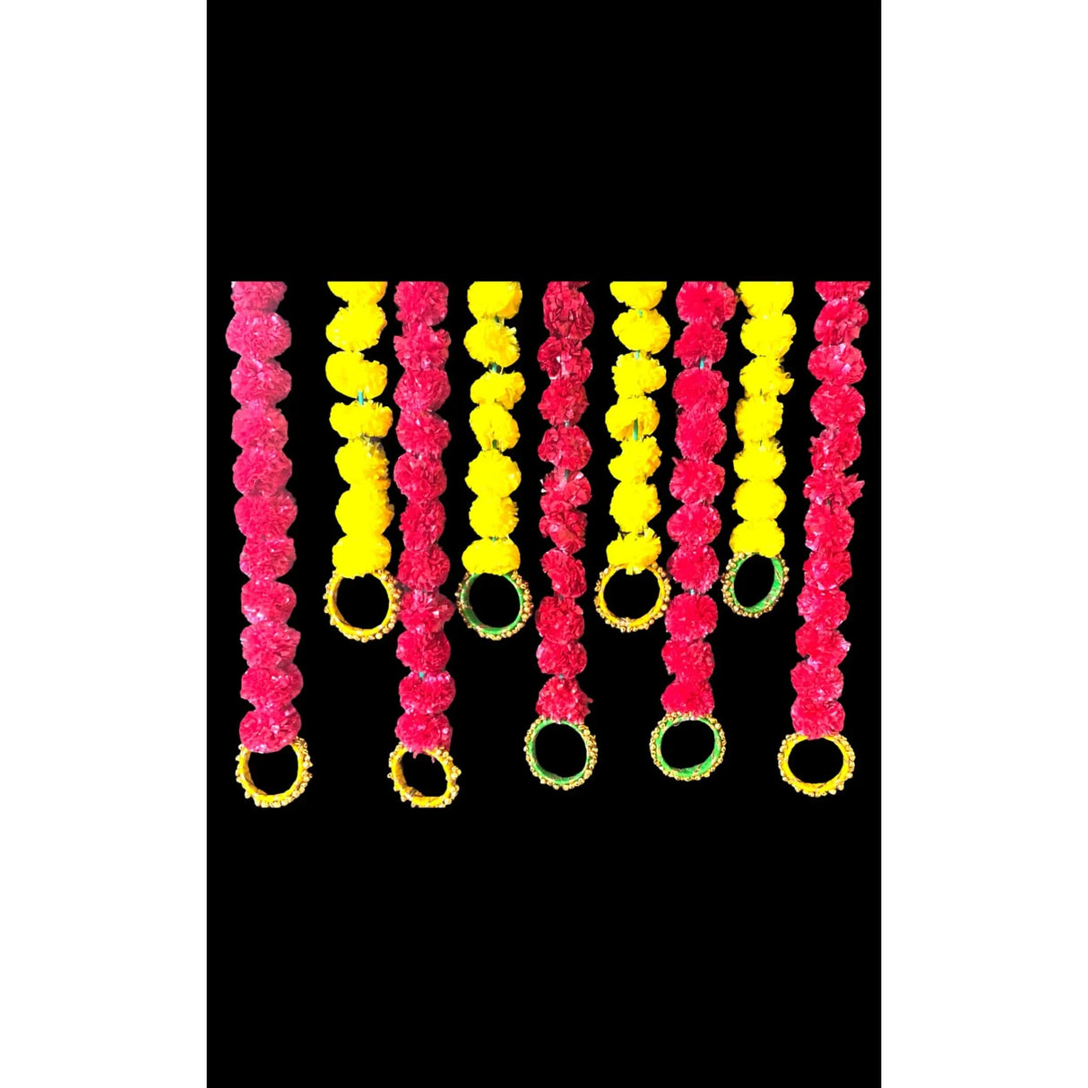 Set of 5 Marigold Strings with Ghungroo, Diwali Decoration, Indian Pakistani Wedding Decoration, Day of the Dead, Dia De Los Muertos - LoveNspire