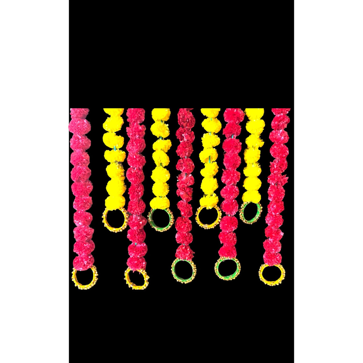 Set of 5 Marigold Strings with Ghungroo, Diwali Decoration, Indian Pakistani Wedding Decoration, Day of the Dead, Dia De Los Muertos - LoveNspire