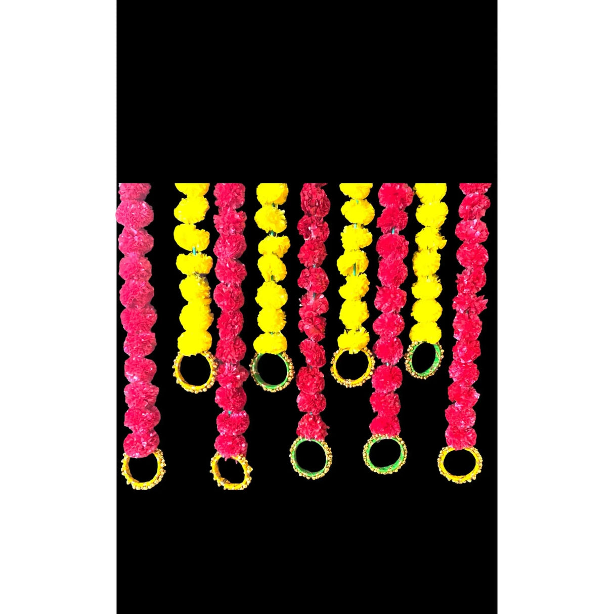 Set of 5 Marigold Strings with Ghungroo, Diwali Decoration, Indian Pakistani Wedding Decoration, Day of the Dead, Dia De Los Muertos - LoveNspire