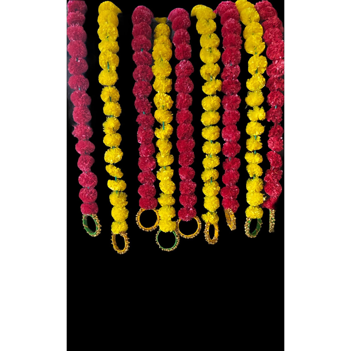 Set of 5 Marigold Strings with Ghungroo, Diwali Decoration, Indian Pakistani Wedding Decoration, Day of the Dead, Dia De Los Muertos - LoveNspire