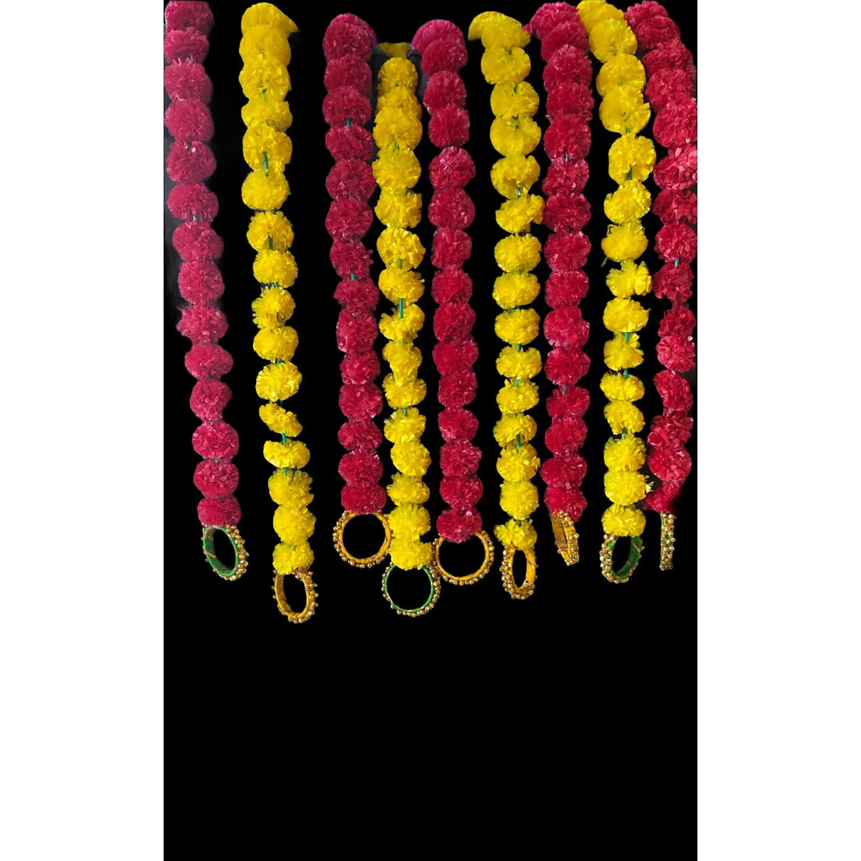 Set of 5 Marigold Strings with Ghungroo, Diwali Decoration, Indian Pakistani Wedding Decoration, Day of the Dead, Dia De Los Muertos - LoveNspire