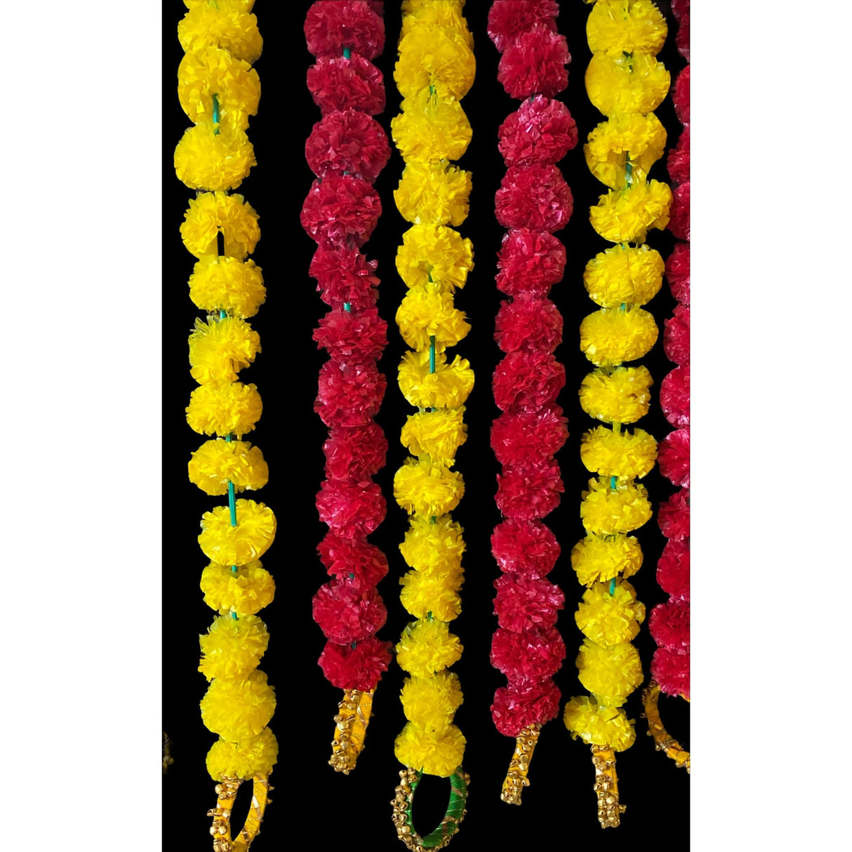 Set of 5 Marigold Strings with Ghungroo, Diwali Decoration, Indian Pakistani Wedding Decoration, Day of the Dead, Dia De Los Muertos - LoveNspire