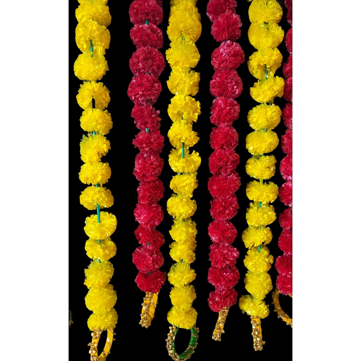 Set of 5 Marigold Strings with Ghungroo, Diwali Decoration, Indian Pakistani Wedding Decoration, Day of the Dead, Dia De Los Muertos - LoveNspire