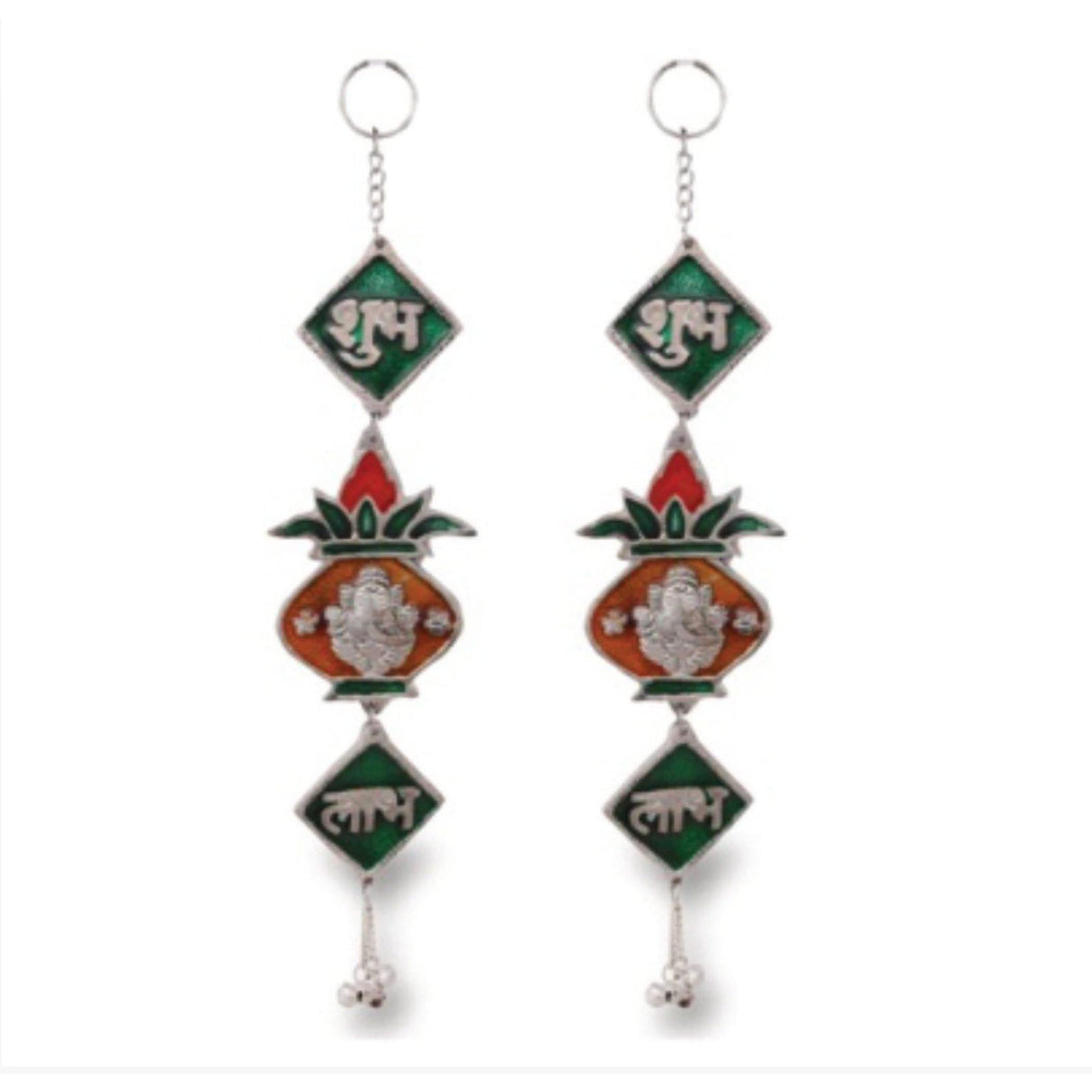 Shubh Labh Hanging Indian Wall Door Hangings Diwali Meenakari Rangoli Hanger Traditional Deepawali Temple Puja Decorations Home Entrance Decor Housewarming Wedding Return Gift (2 Pcs) - LoveNspire