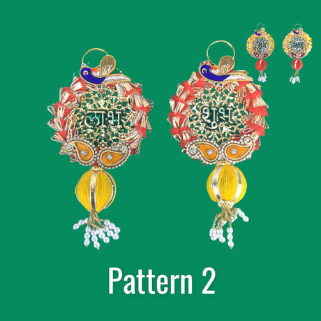 Shubh Labh Diwali Meenakari Rangoli Hangings, Traditional Indian Hindu Gift & Decor Item for Home Office Floor / Wall Hanging Decoration - LoveNspire