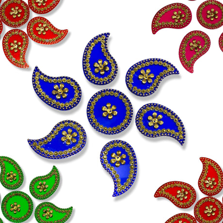 Acrylic Rangoli Set Indian Traditional Handmade Reusable Paisley Design Rangoli Diwali Navratri Home Temple Decor Floor Table Decoration - Deepawali Wedding Housewarming Gift (6.5 Inches) - LoveNspire
