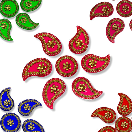 Acrylic Rangoli Set Indian Traditional Handmade Reusable Paisley Design Rangoli Diwali Navratri Home Temple Decor Floor Table Decoration - Deepawali Wedding Housewarming Gift (6.5 Inches) - LoveNspire
