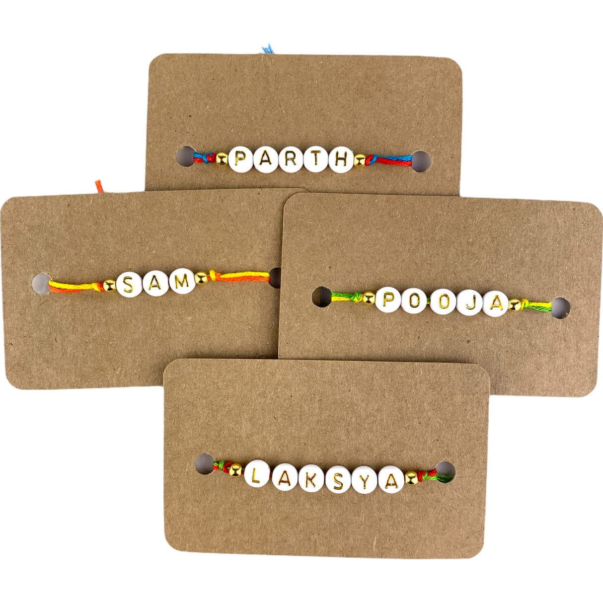 Personalized Handmade Rakhi for Brother – Custom White Letter Name Rakhi Thread with Rakhi Card Hindu Bracelet Rakhi for Bhaiya Custom Name Gift - LoveNspire