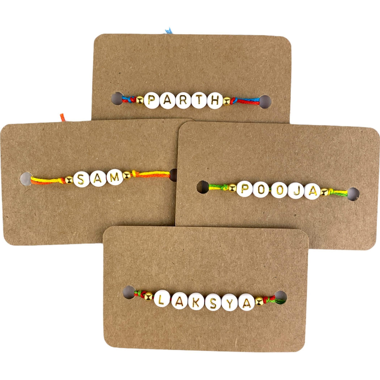 Personalized Handmade Rakhi for Brother – Custom White Letter Name Rakhi Thread with Rakhi Card Hindu Bracelet Rakhi for Bhaiya Custom Name Gift - LoveNspire