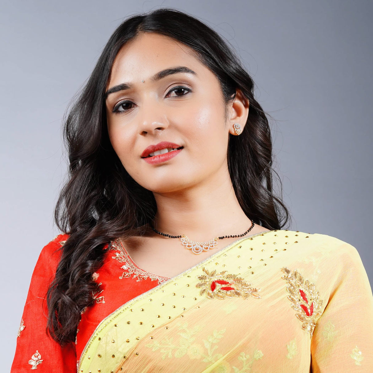 White Stone Mangalsutra with Earring, Mangalsutra Necklace, Mangalsutra Chain, Mangalsutra Earrings, Mangal Sutra, Indian Jewelry Set - LoveNspire