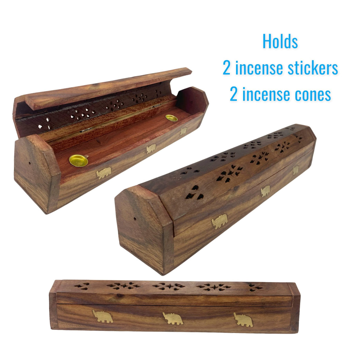 Wood Incense Stick Holder Handmade Rosewood Holder Fragrance Burner Tray Agarbatti Dhoop Ash Catcher Conical Box Shape Incense Holder for Temple Decor - LoveNspire