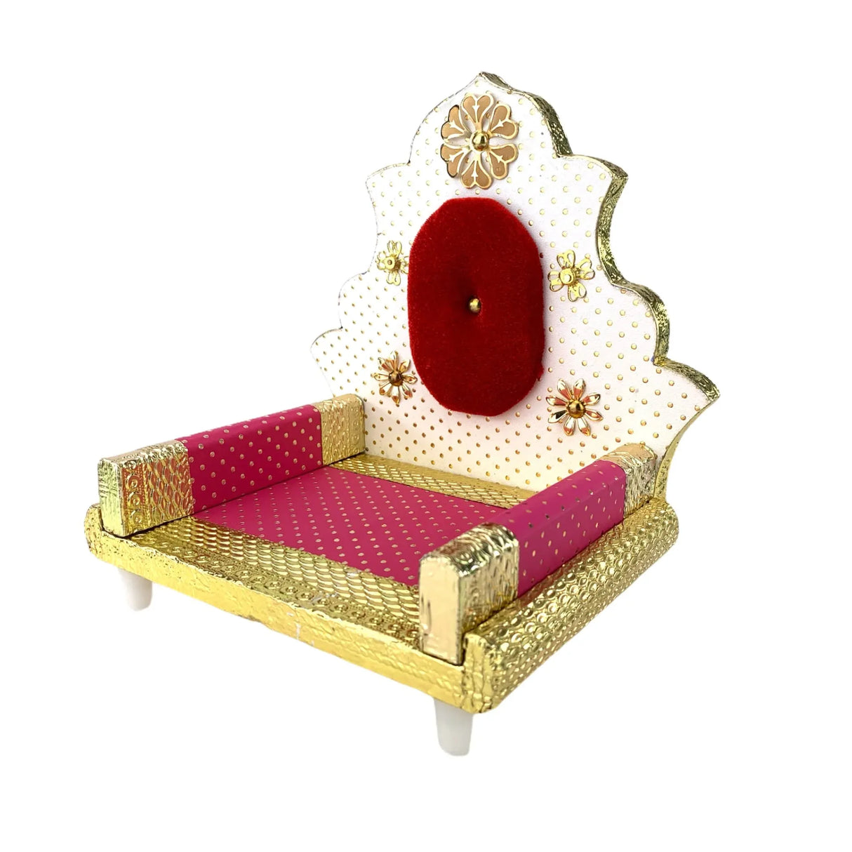 Wooden Laddu Gopal Sinhasan for Pooja Mandir Kanha Ji Singhasan Krishna Aasan for All God Janamashtami Favor Meenakari Singhasan for Pooja Housewarming Gift - LoveNspire