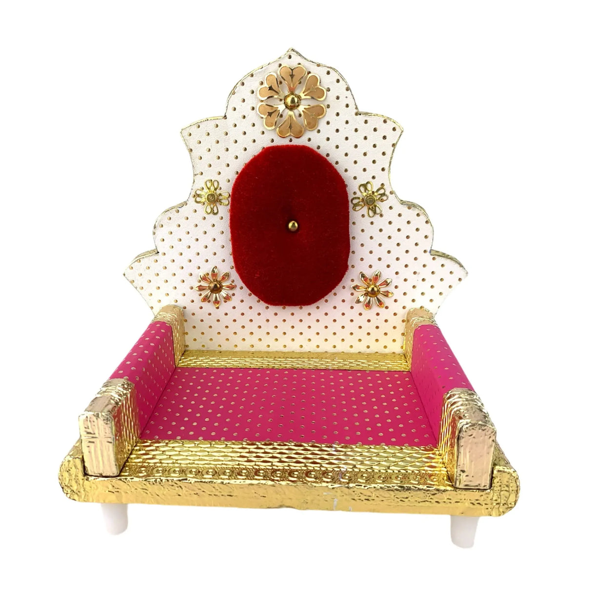 Wooden Laddu Gopal Sinhasan for Pooja Mandir Kanha Ji Singhasan Krishna Aasan for All God Janamashtami Favor Meenakari Singhasan for Pooja Housewarming Gift - LoveNspire