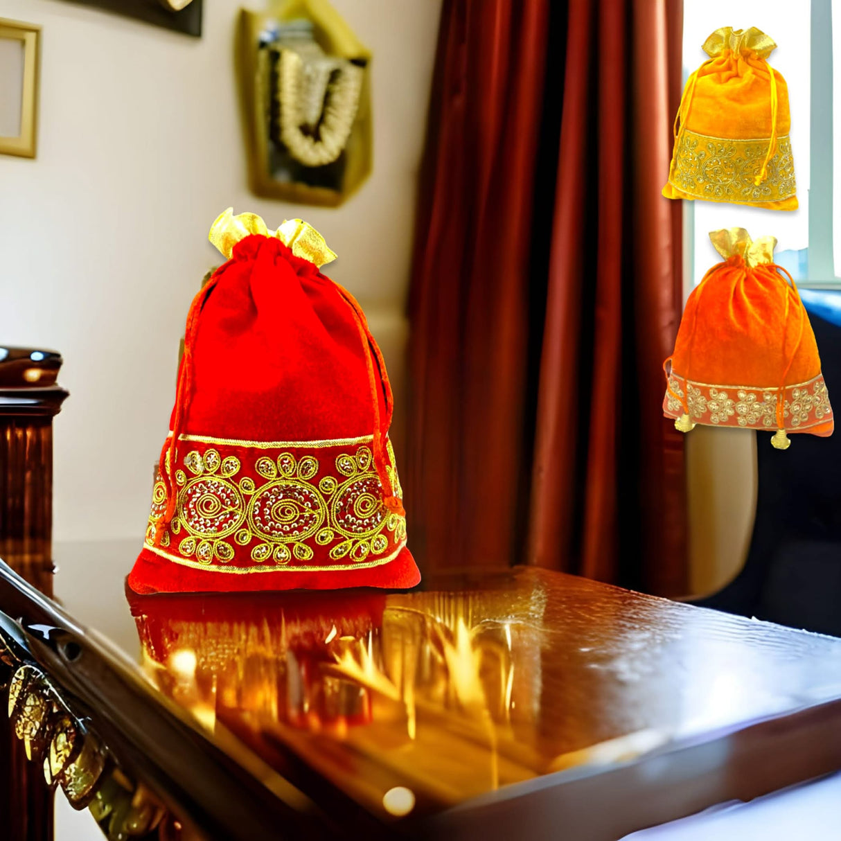 Zari Potli Bags, Favor, Indian Muslim Punjabi Wedding Favor, Diwali Eid Gift Bag, Return Favor, Gift, Housewarming, Jewelry Organizer - LoveNspire