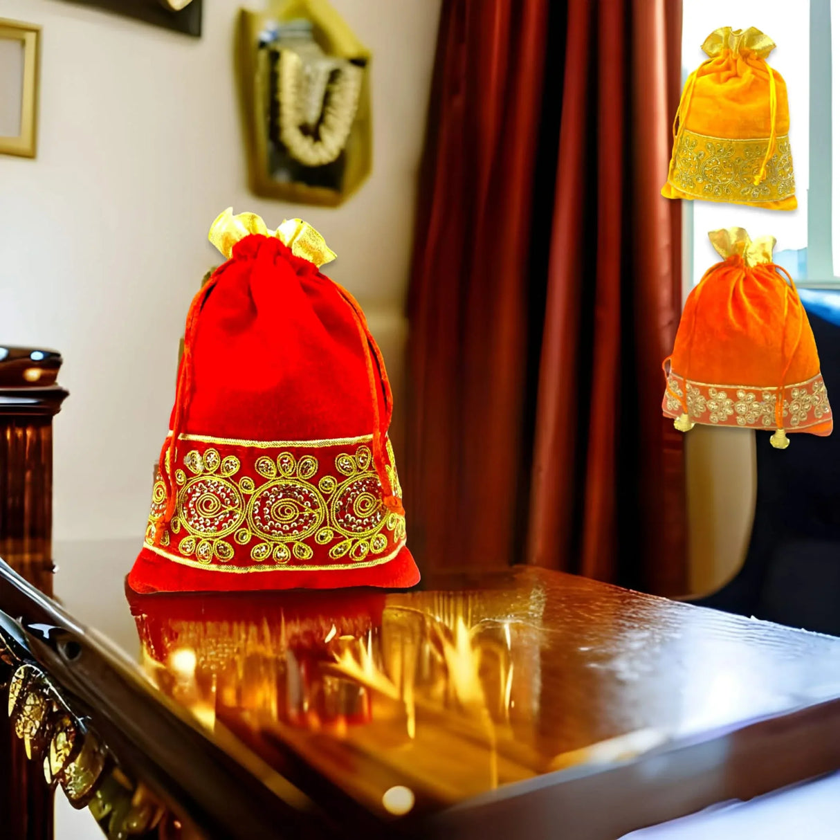 Zari Potli Bags, Favor, Indian Muslim Punjabi Wedding Favor, Diwali Eid Gift Bag, Return Favor, Gift, Housewarming, Jewelry Organizer - LoveNspire