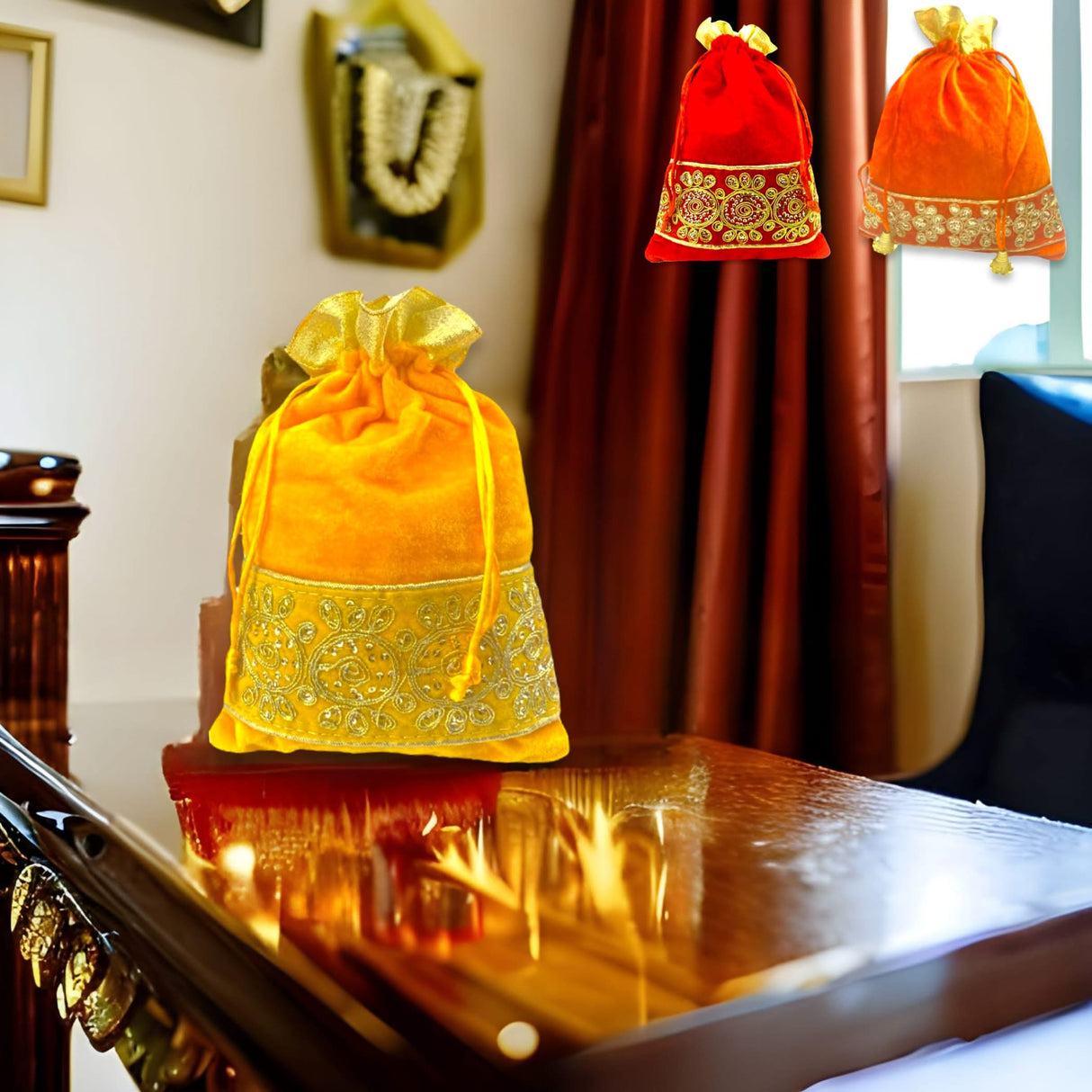 Zari Potli Bags, Favor, Indian Muslim Punjabi Wedding Favor, Diwali Eid Gift Bag, Return Favor, Gift, Housewarming, Jewelry Organizer - LoveNspire