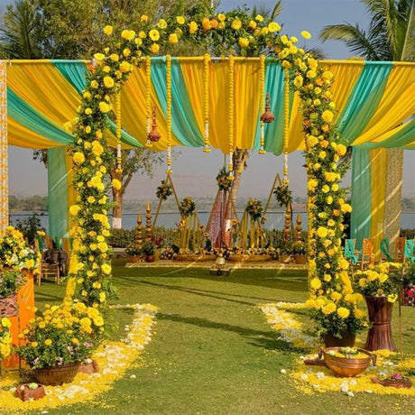 Diwali Decoration Ideas: Marigold garland for Flower Aisle &amp; Centerpiece Floral Decor used in Weddings too