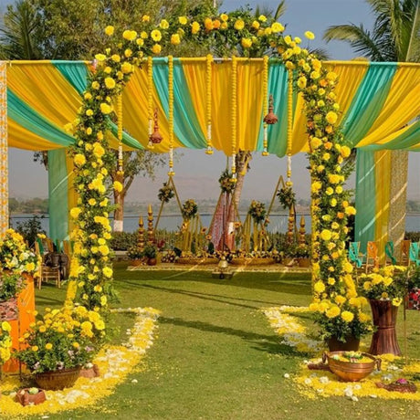 Diwali Decoration Ideas: Marigold garland for Flower Aisle and Centerpiece Floral Decor used in Weddings too - LoveNspire