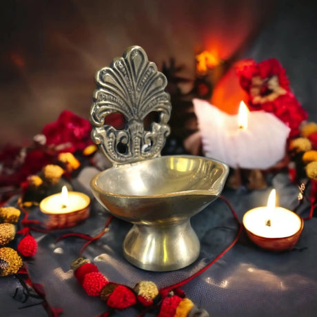 Elegant brass diyas & oil lamps for puja: traditional