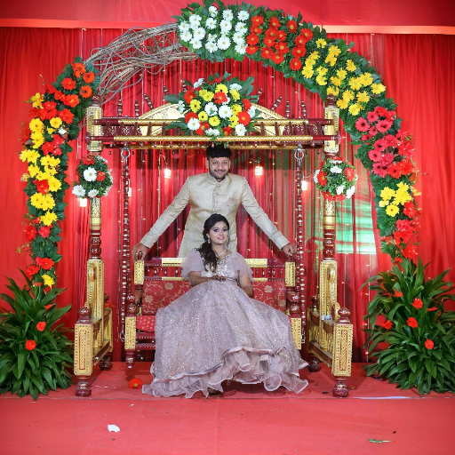 Indian Wedding decoration stage : swing with brind and groom