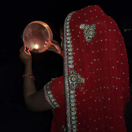  Karwa Chauth Thali Pooja women in saree