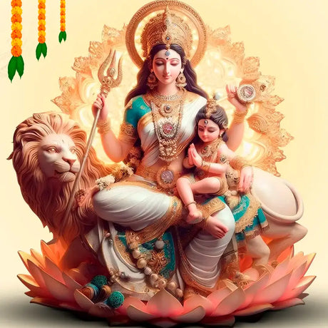 Vibrant Durga Maa Image showcasing festive decorations and joyful celebrations.