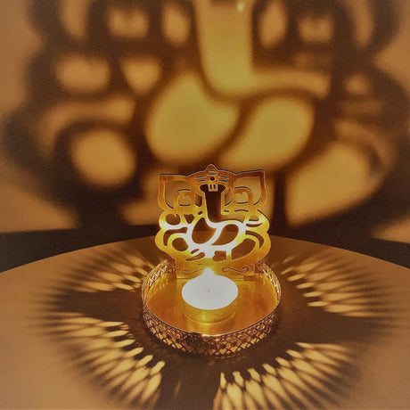 A lamp casting a shadow, highlighting its shape and design against a softly lit background.