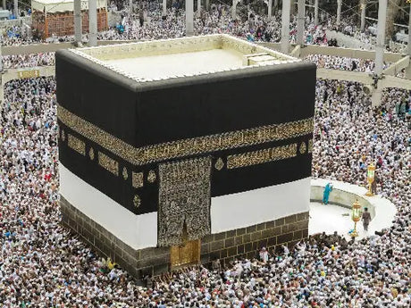 The Holy Kaaba in Makkah, Saudi Arabia, is the center of Islam, where Muslims worldwide gather during the annual Hajj pilgrimage.
