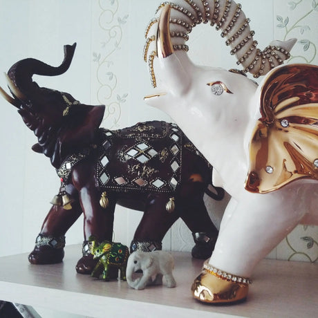 The stylish living room featuring elegant elephant statues that blend traditional Indian art with modern decor—symbolizing strength, wisdom, and positive energy.