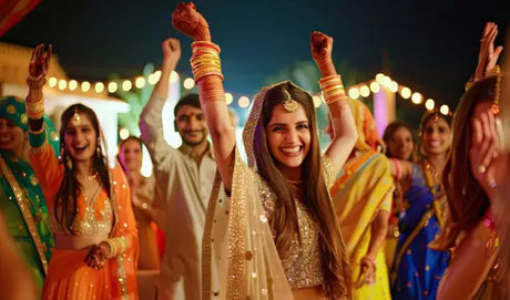 Sangeet ceremony group of people dancing
