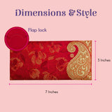 Red gold paisley money envelope for Diwali Eid gifts