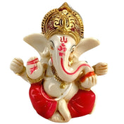 1 Ct glossy white red acrylic Ganesha car statue with gold accents