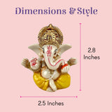 1 Ct acrylic white Ganesha car dashboard statue with gold crown, ornate jewelry