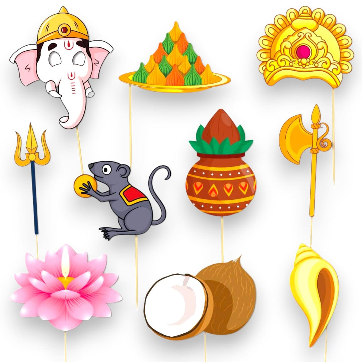 10 pcs ganesh chaturthi photo booth props for photoshoot