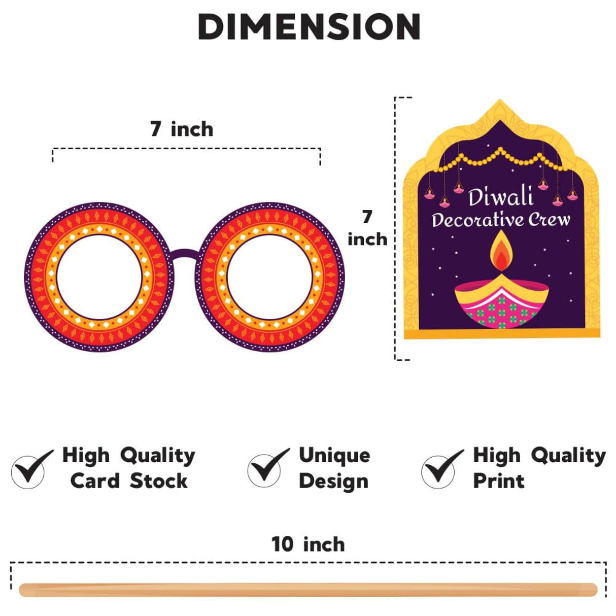 10 pcs happy diwali photo booth props kit festival