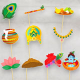 10 pcs janmashtami photo booth props for photoshoot krishna