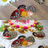 10 piece decorative bulk peacock haldi kumkum holder roli