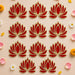 Lotus flower rangoli cutouts in red and gold colors with reusable decorative lotus-shaped design for home decor