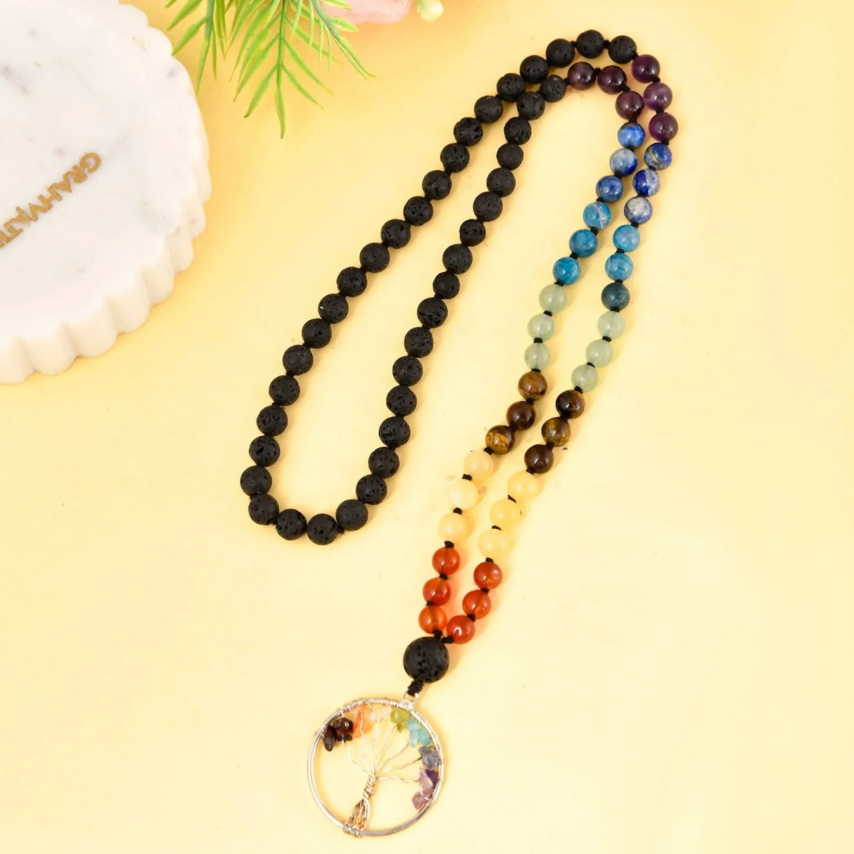 COAI Handgemaakte Mala-ketting met 108 kralen voor vrouwen, groene aventurijn/Amethyst onyx 7 chakra ketting voor vrouwen, 86 centimeter, Steen COAI Handgemaakte Mala-ketting met 108 kralen voor vrouwen, groene aventurijn/Amethyst onyx 7 chakra ketting voor vrouwen, 86 centimeter, Steen