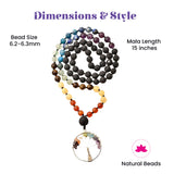 A 15 inch 108 mala beads necklace with colorful natural lava rock stones and a tree of life pendant with gemstones