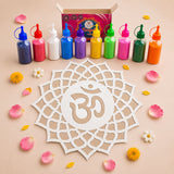 12 inch white laser cut mdf reusable rangoli mat with om symbol mandala for diwali and rangoli decorations