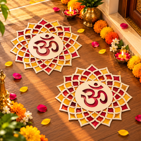 12-inch Diy Mdf Reusable Rangoli Mat – Rangoli Stencil, Template & Board for Diwali Decorations for Home, Traditional Indian Festival Decor