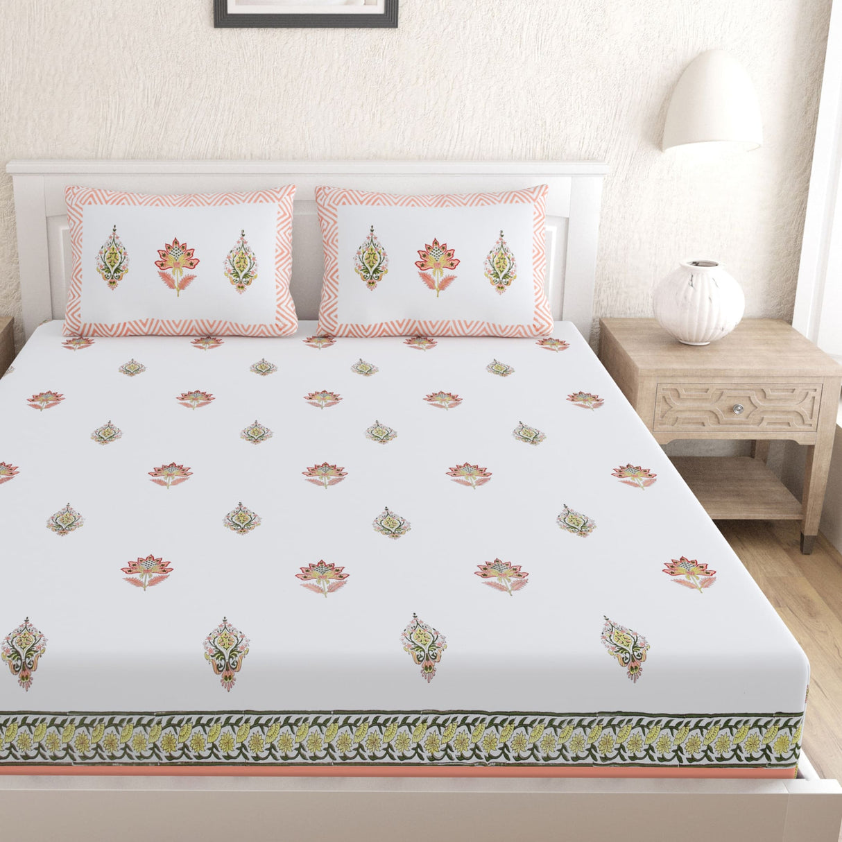 150 thread count 3 pcs flat sheet set 100% cotton floral