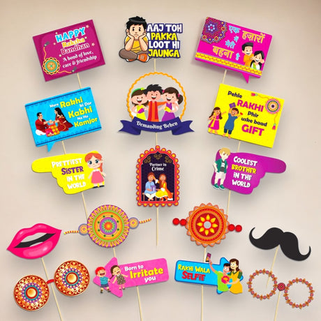 17 pcs rakhi photo booth props for photoshoot happy raksha